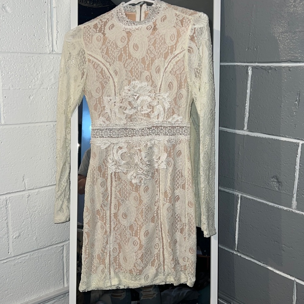 Charlotte Russe short white lace dress, size small